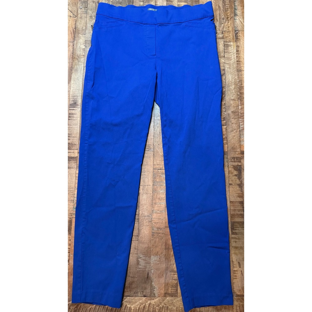 89th & Madison Womens Royal Blue Pull On Stretch Tapered Dress Pants Large